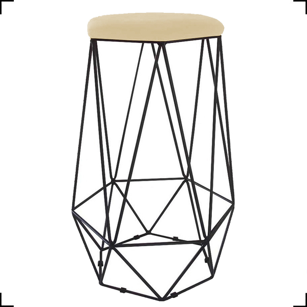 Banqueta Decorativa Para Cozinha Hexágonal Aramado Base Preta