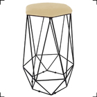 Banqueta Decorativa Para Cozinha Hexágonal Aramado Base Preta