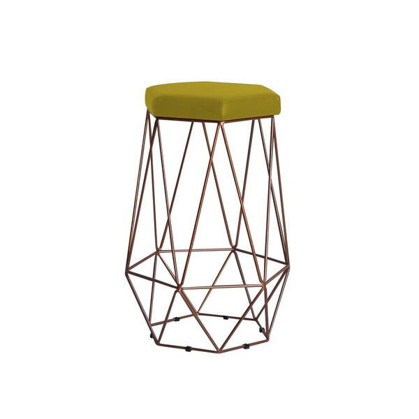 Banqueta Decorativa Rubel Base Bronze Suede Amarelo G41 - Gra