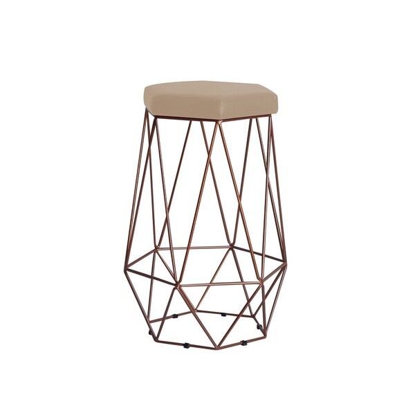 Banqueta Decorativa Rubel Base Bronze Suede Bege G41 - Gran B