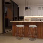 Banqueta Decorativa Rubel Base Bronze Suede Bege G41 - Gran B