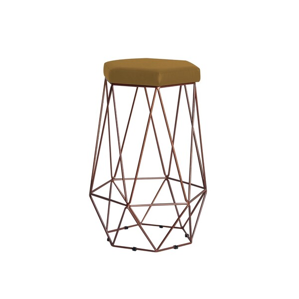 Banqueta Decorativa Rubel Base Bronze Suede Mostarda G41 - Gr