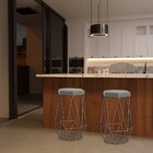 Banqueta Decorativa Rubel Base Bronze Veludo Cinza G41 - Gran