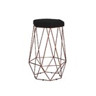 Banqueta Decorativa Rubel Base Bronze Veludo Preto G41 - Gran