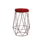 Banqueta Decorativa Rubel Base Bronze Veludo Vermelho G41 - G