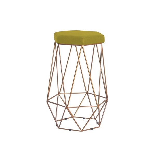 Banqueta Decorativa Rubel Base Gold Suede Amarelo G41 - Gran