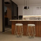 Banqueta Decorativa Rubel Base Gold Veludo Bege G41 - Gran Be