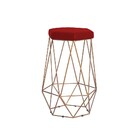 Banqueta Decorativa Rubel Base Gold Veludo Vermelho G41 - Gra