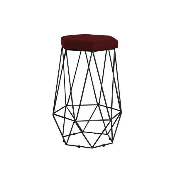 Banqueta Decorativa Rubel Base Preta Suede Bordô G41 - Gran B