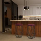 Banqueta Decorativa Rubel Base Preta Suede Bordô G41 - Gran B