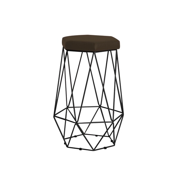 Banqueta Decorativa Rubel Base Preta Suede Marrom G41 - Gran