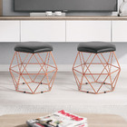 Banqueta Decorativa Sala De Estar Atom Couro Preto G34 - Gran