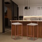 Banqueta Decorativa Selena Base Bronze Suede Cappuccino G41 -