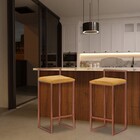 Banqueta Decorativa Selena Base Bronze Suede Mostarda G41 - G