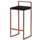 Banqueta Decorativa Selena Base Bronze Veludo Preto G41 - Gra