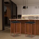 Banqueta Decorativa Selena Base Bronze Veludo Preto G41 - Gra