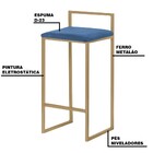 Banqueta Decorativa Selena Base Gold Suede Azul Marinho G41 -
