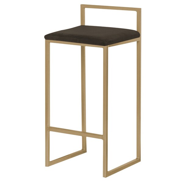Banqueta Decorativa Selena Base Gold Suede Marrom G41 - Gran