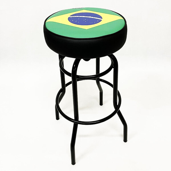 Banqueta Do Brasil Alta Bar Estampa Bandeira Giratória Copa D