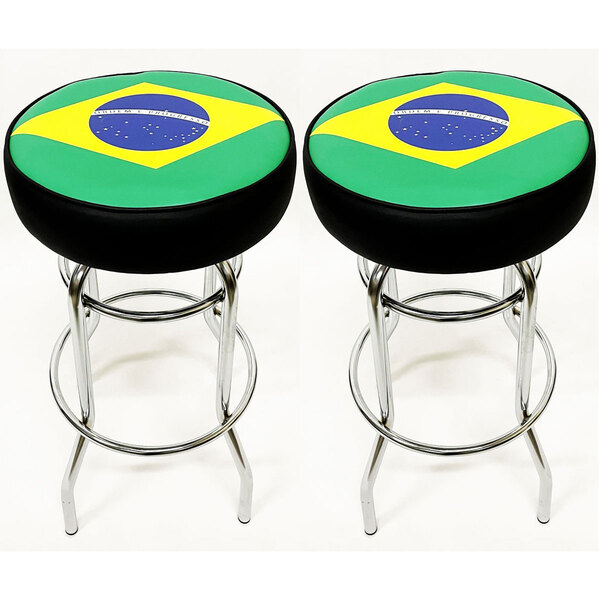 Banqueta Do Brasil Alta Bar Estampa Bandeira Giratória Copa D