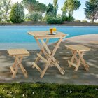 Banqueta Dobrável De Madeira Maciça Bege