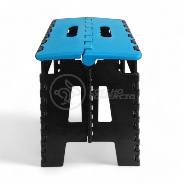 Banqueta Dobrável Multiuso Azul Até 100kg Plástico Com Alça L