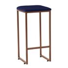 Banqueta Donna Bronze Platinum Decor Veludo Azul Marinho