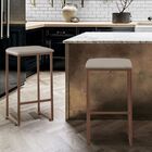 Banqueta Donna Bronze Platinum Decor Veludo Bege