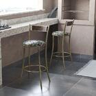 Banqueta Dourada Em Aço E Junco Pequim Floral Costela De Adão