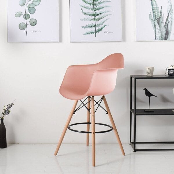 Banqueta Dsw-m Eames Arm Empório  Rosa