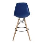 Banqueta Eames Azul Bic - Base De Madeira Naturalê