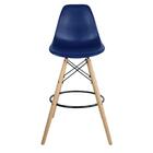 Banqueta Eames Azul Bic - Base De Madeira Naturalê