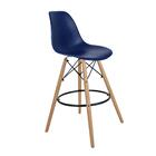 Banqueta Eames Azul Bic - Base De Madeira Naturalê