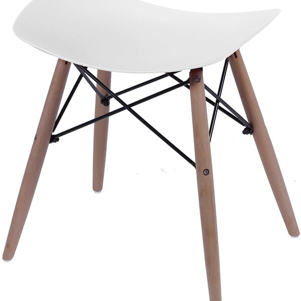 Banqueta Eames Baixo Branco Base Madeira - 33756 Sun House