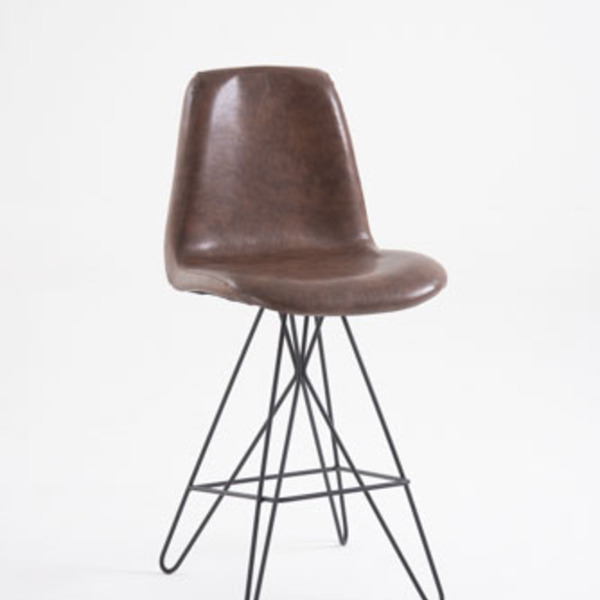 Banqueta Eames Butterfly Courissimo Marrom Base Aço Preto - O