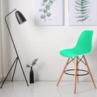 Banqueta Eames Verde  - Base Madeira Naturalê