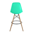 Banqueta Eames Verde  - Base Madeira Naturalê