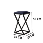 Banqueta Em Aço Baixa Industrial Com Assento De Corino Azul