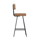 Banqueta Em Aço E Couro Sintético Madri  Marrom/preto