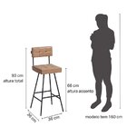 Banqueta Em Aço E Couro Sintético Madri  Marrom/preto