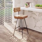 Banqueta Em Aço E Couro Sintético Madri  Marrom/preto