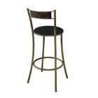 Banqueta Em Aço Ouro Envelhecido Assento Preto Pequim - Cor: