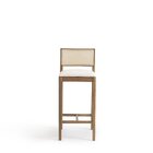 Banqueta Em Madeira Maciça Assento Estofado Serena Nogueira/n