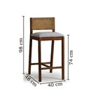 Banqueta Em Madeira Maciça Assento Estofado Serena Nogueira/n