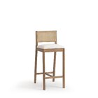 Banqueta Em Madeira Maciça Encosto Em Tela Serena Nogueira/be