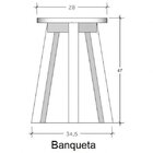 Banqueta Em Madeira Maciça Imbuia/preto