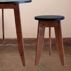 Banqueta Em Madeira Maciça Imbuia/preto