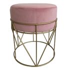 Banqueta Em Metal E Veludo Rosa E Dourada 35cm X 35cm X 40cm
