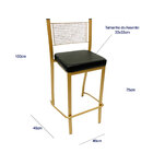 Banqueta Empilhável Altura 75cm Para Bar Cor Dourado Fosco As