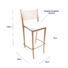 Banqueta Empilhável Cobre Alta Assento Branco Encosto Grade